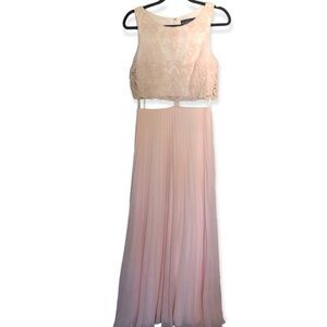 Betsey Adam lace pleated maxi sheer dress